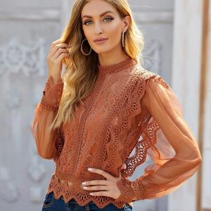 Long Sleeve Lace Blouse